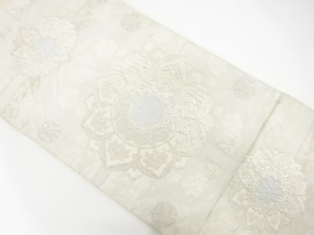 JAPANESE KIMONO / ANTIQUE FUKURO OBI / SILK / WOVEN FLOWER CREST